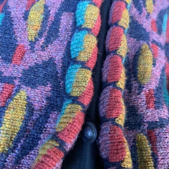 KOLOR KNOTS 100% wool made in Ireland women’s sweater cardigan colorful - Picture 13 of 15